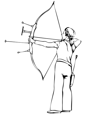 Shooting Recurve Bow Coloring Page